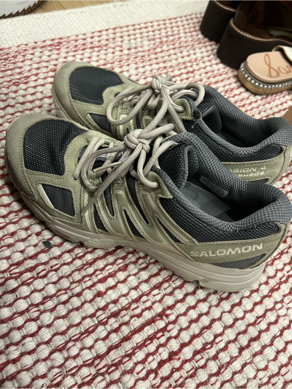 Salomon Lightweight Trail Shoes in Olive and Charcoal